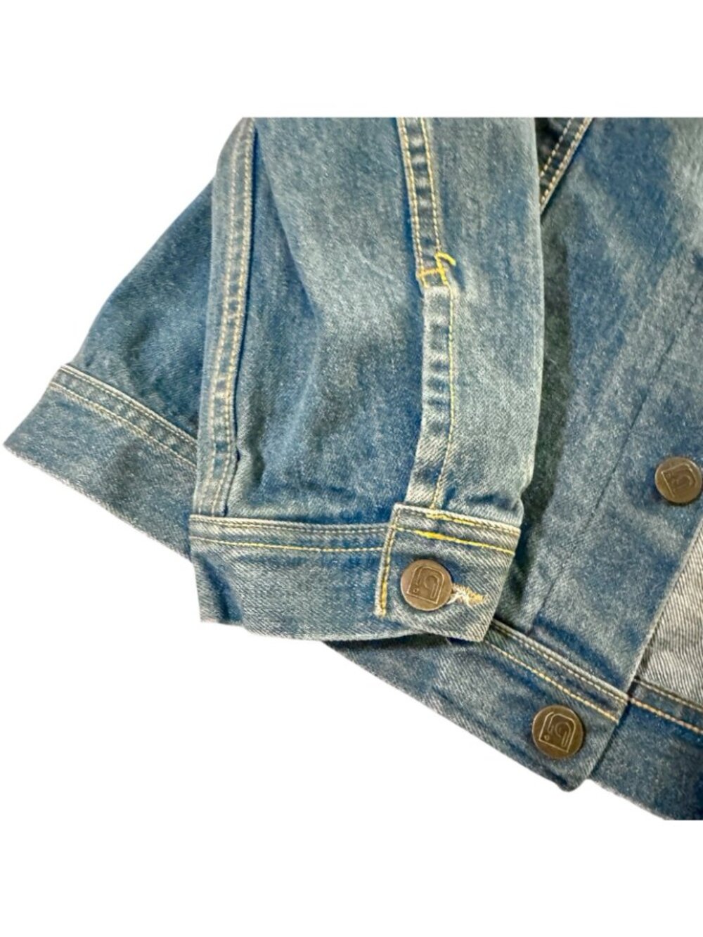 Bonjour Denim Jacket Women's Large Vintage 90's Medium Wash Trucker - Picture 9 of 16